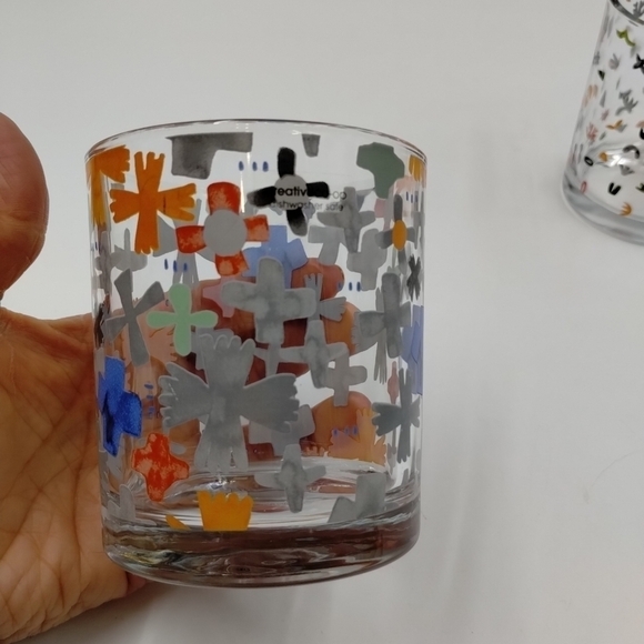 CREATIVE Co-Op Glass Votive Tealight Holder in Katie Vernon, Set of 2 Art Boho - Picture 2 of 9